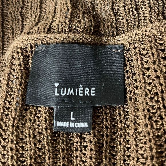 LUMIERE women's chocolate brown sweater large long sleeve sweater cozy forest - Picture 4 of 6